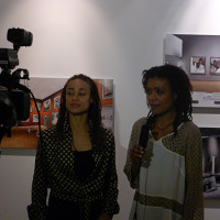 Jeanette Ehlers and Patricia Kaersenhout interviewed by local television at Centre for Visual Arts Zuidoost (CBK Zuidoost) © trendbeheer Jeanette Ehlers  Patricia Kaersenhout 